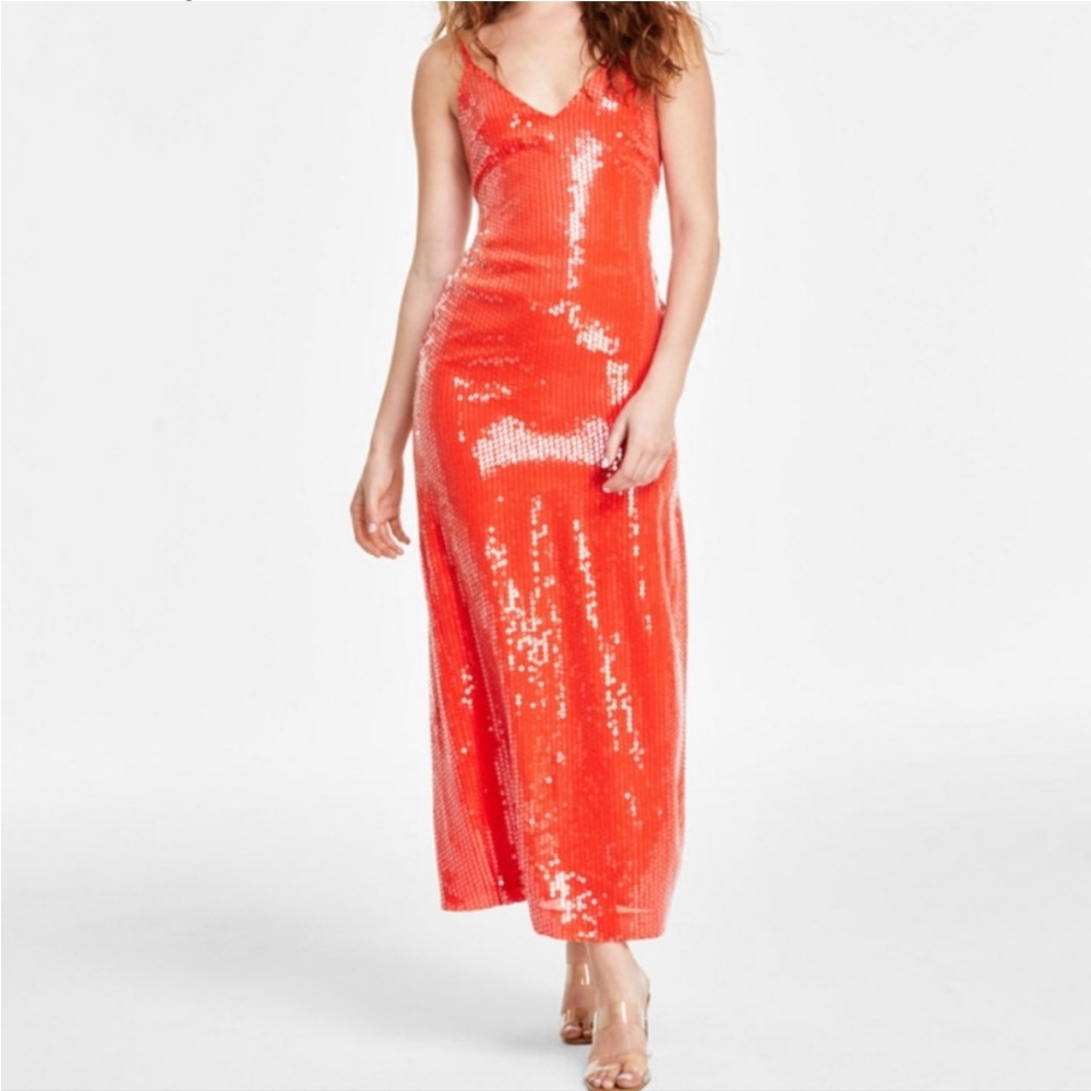 1State Vibrant Orange Sequin Dress